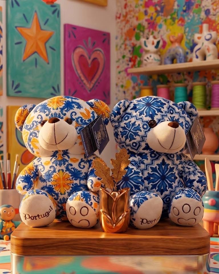 Azulejo Teddy Bear — handmade Portuguese souvenir from Portugal