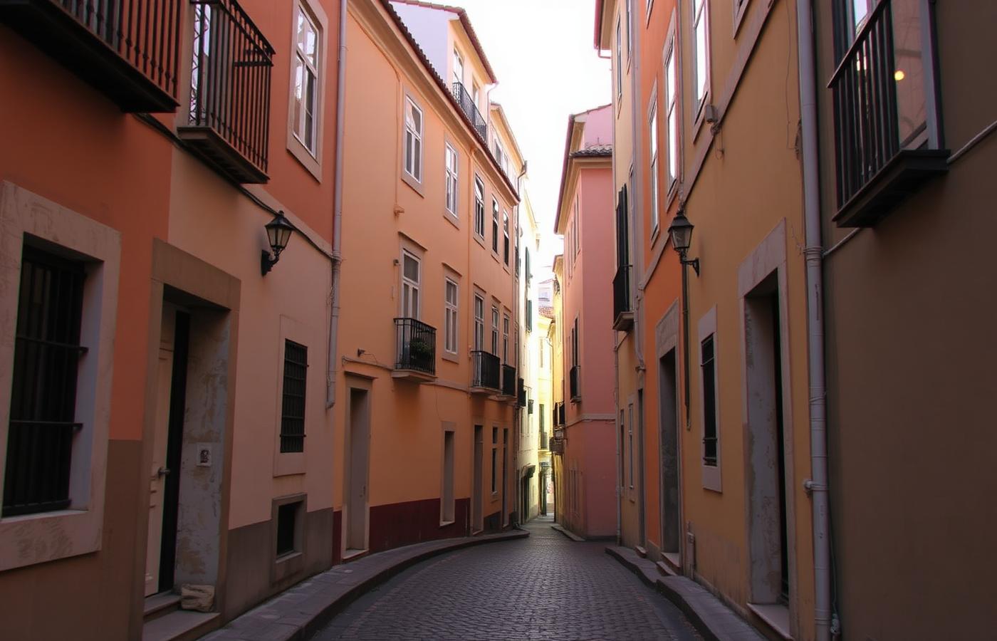 Cobblestone street in Alfama, Lisbon